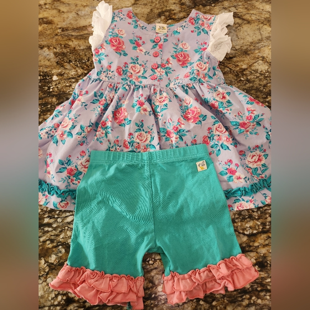 Wildflowers Floral Blue and Teal Kids Matching Set